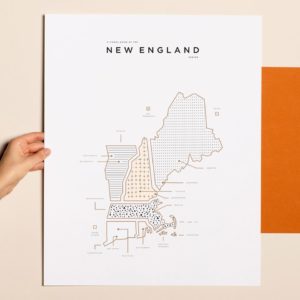 42 Pressed New England Gold Foil Map