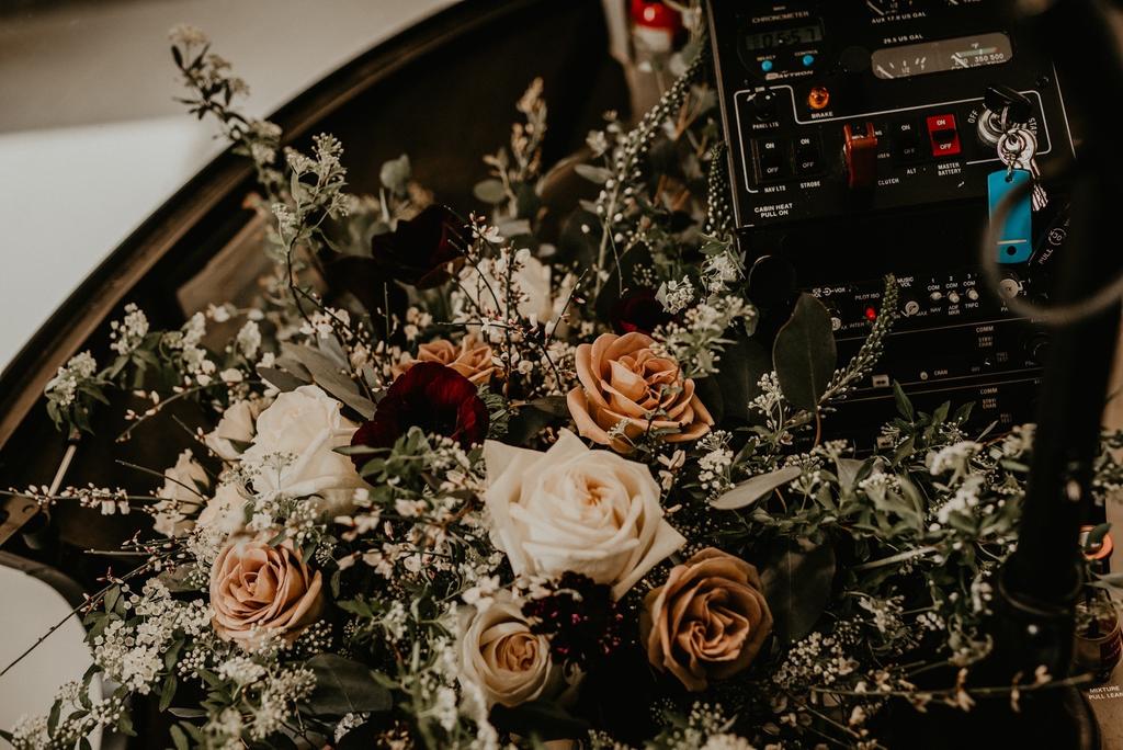 Bouquet of Flowers on Plane